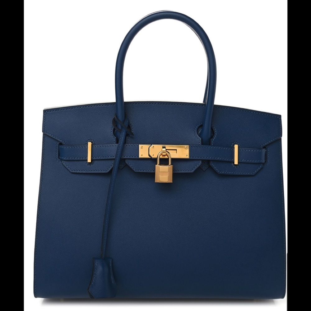 Hermes Birkin Blue Epsom leather 30 with RECIEPT